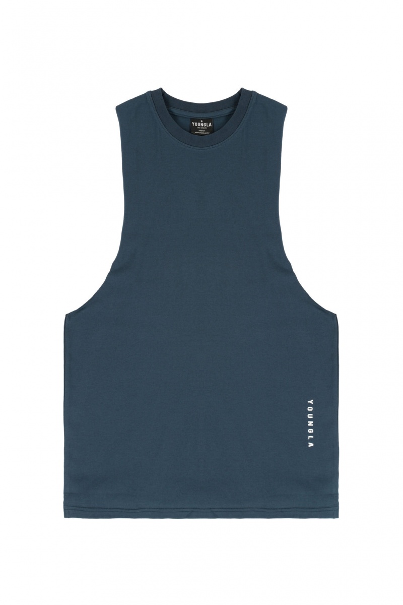 Men\'s YoungLA 317 Delt Tanks Blue | 306-YLGXDZ