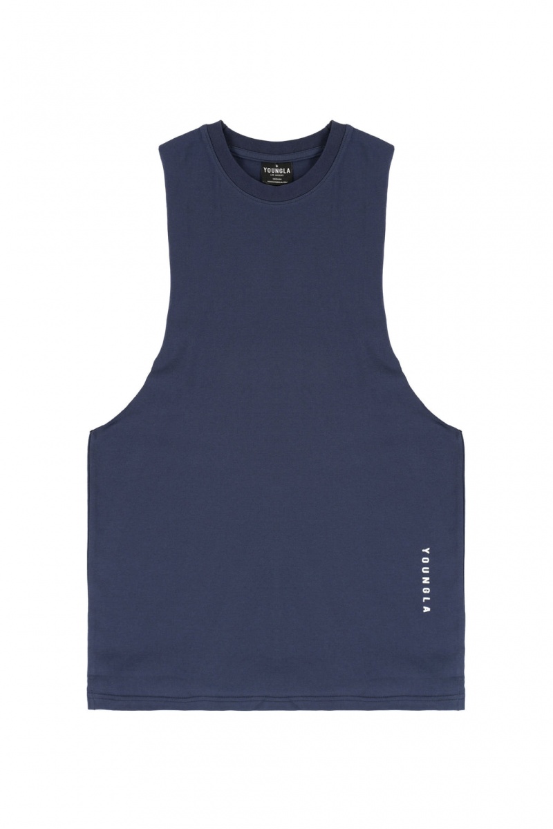 Men\'s YoungLA 317 Delt Tanks Blue | 813-TEHCPM