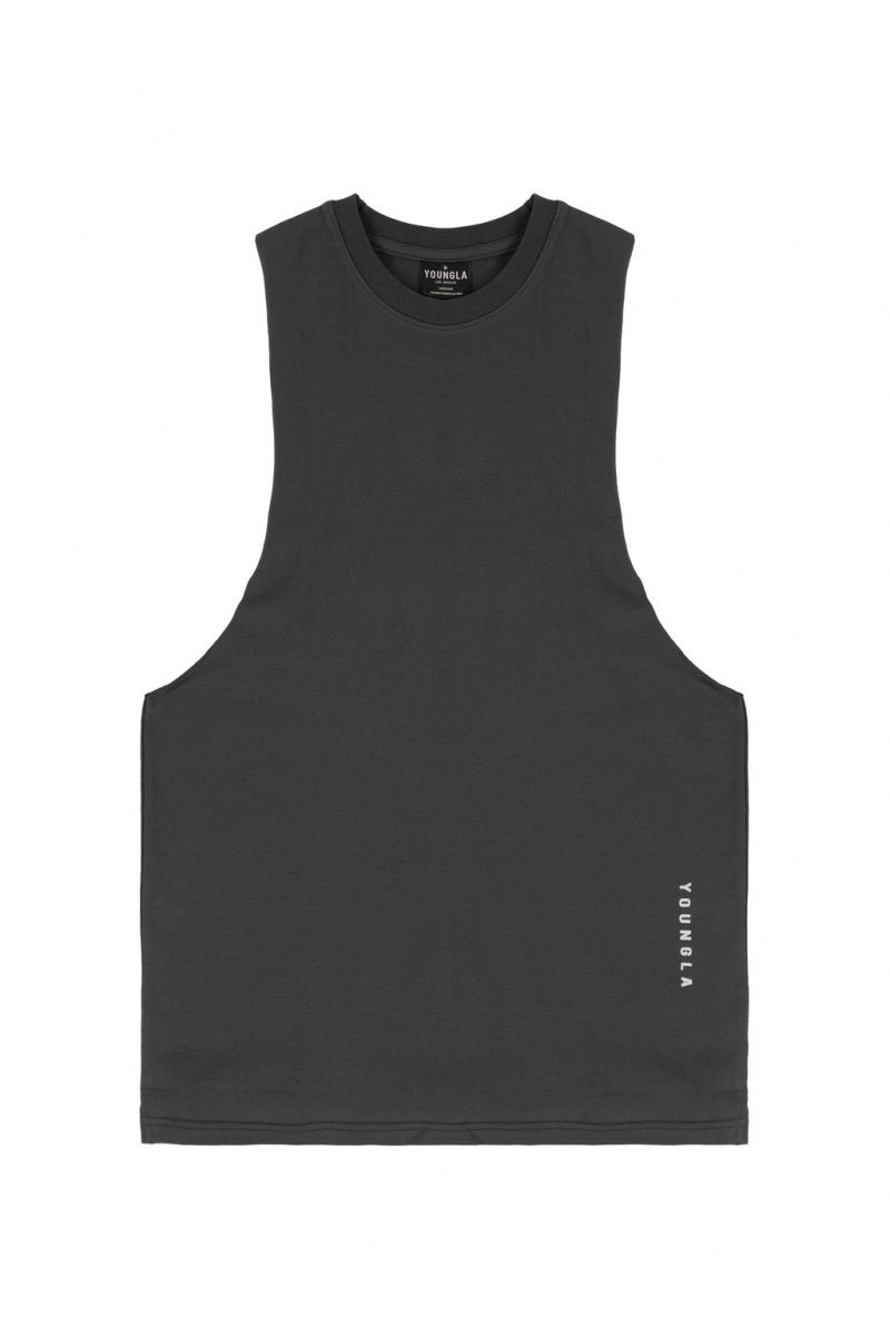 Men\'s YoungLA 317 Delt Tanks Dark Grey | 926-XSNHGC