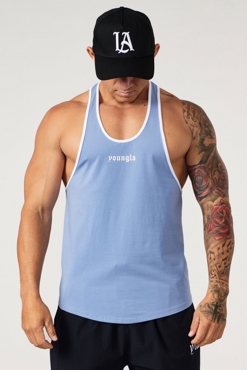 Men\'s YoungLA 322 Golden Era Tanks Blue | 136-VENDHU