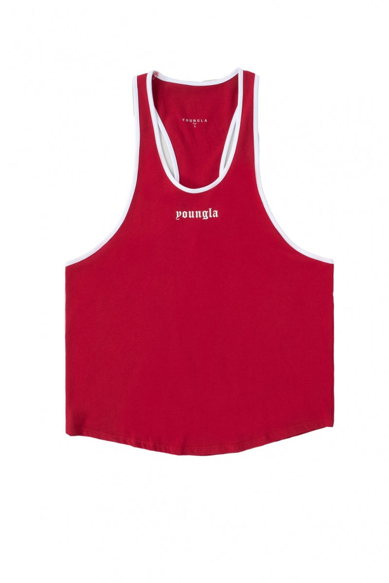 Men\'s YoungLA 322 Golden Era Tanks Red | 410-GPLXCA