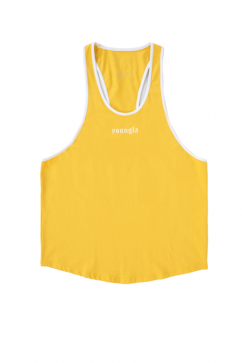 Men\'s YoungLA 322 Golden Era Tanks Yellow | 701-MRLQAK