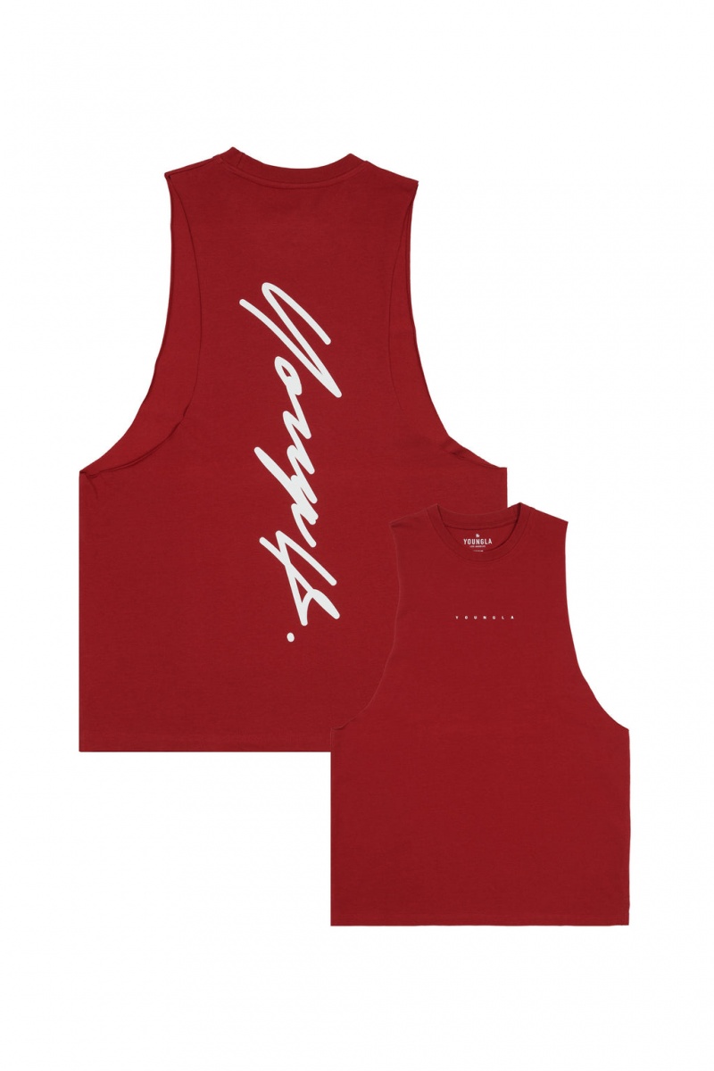 Men's YoungLA 323 Autograph Delt Tanks Red | 359-QMBYRK