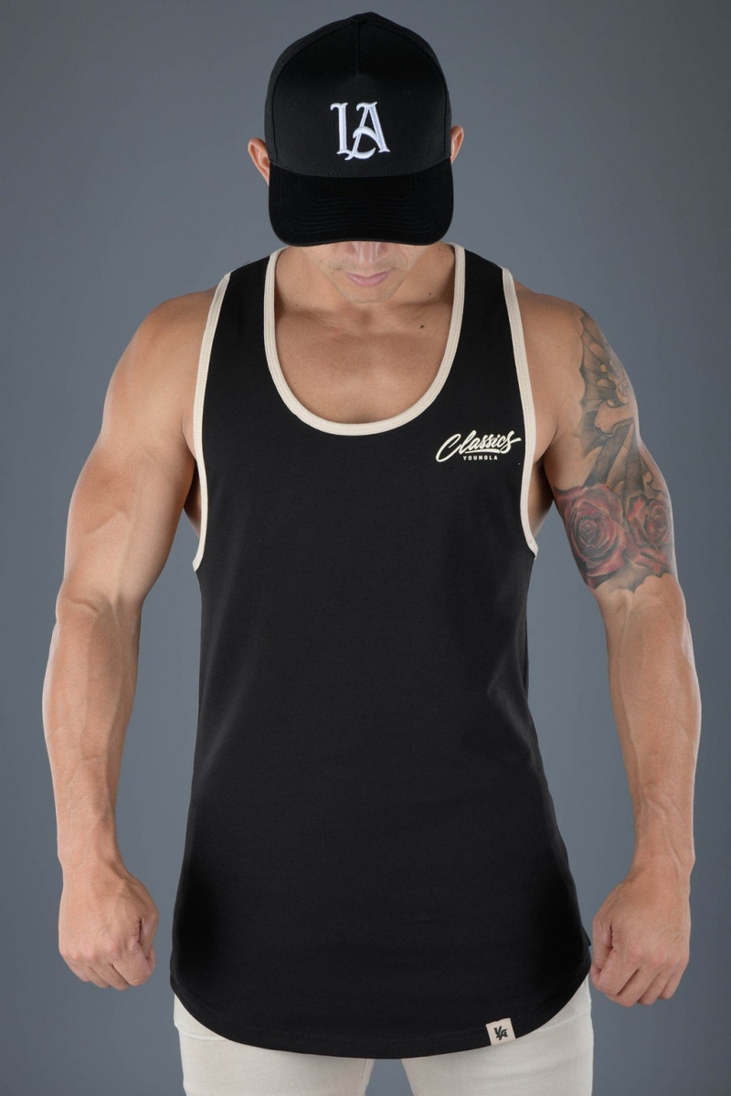 Men\'s YoungLA 324 Classics Stringer Tanks Black | 963-LDQKBE