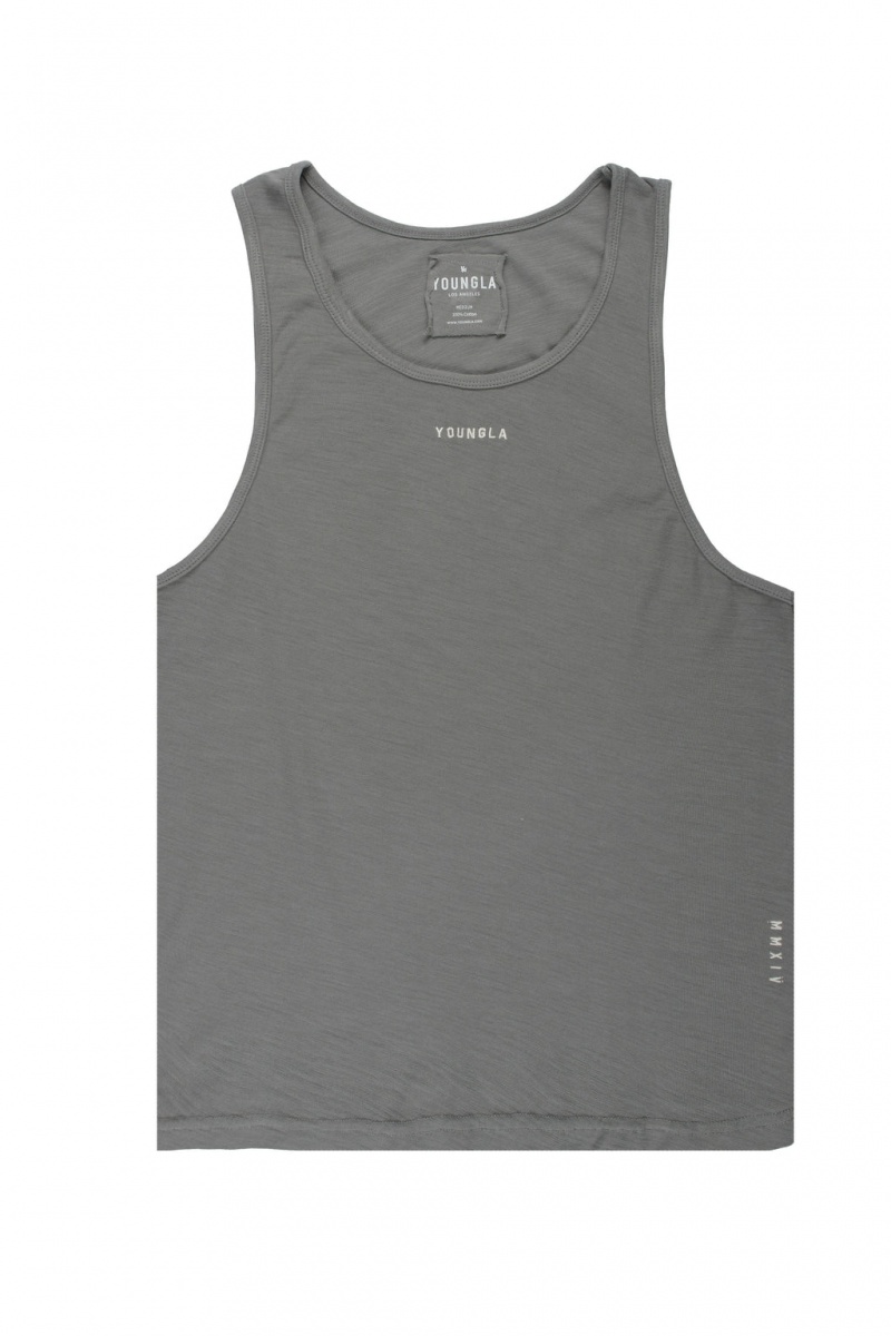 Men\'s YoungLA 325 Marine Slub Tanks Grey | 264-AGCMZI