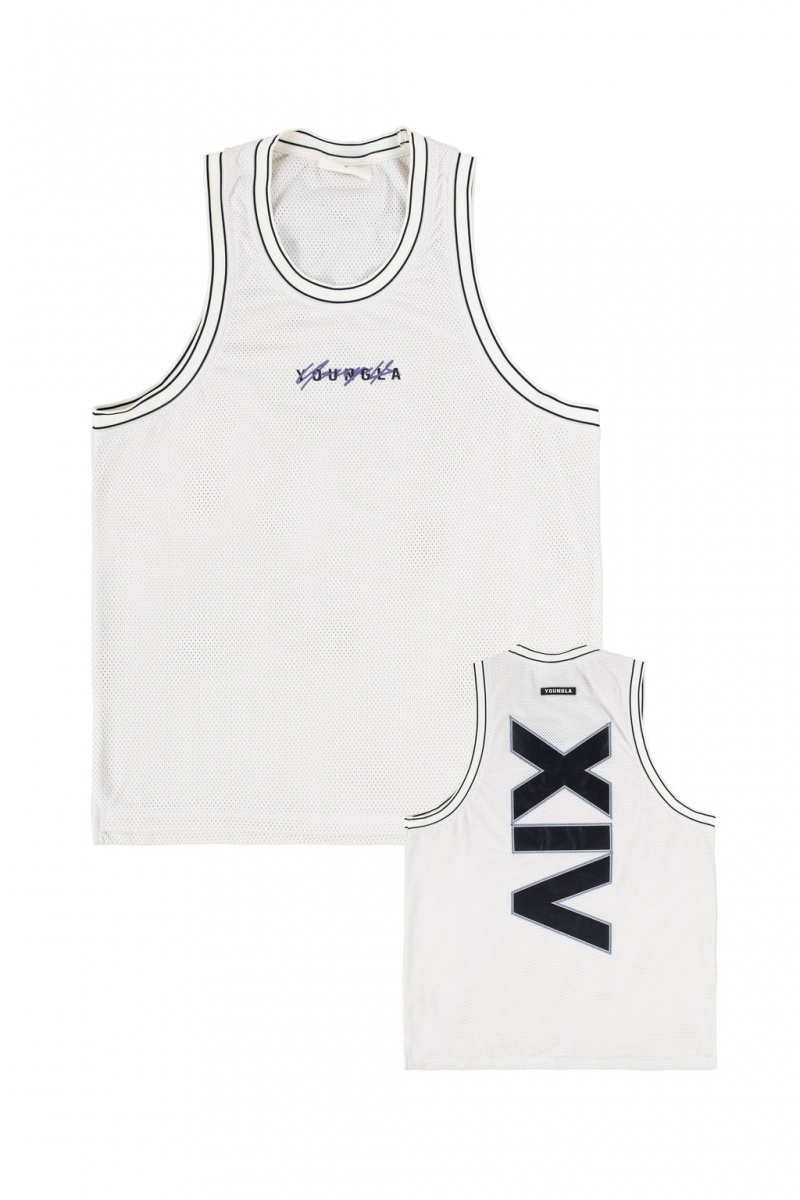 Men\'s YoungLA 330 MVP Jerseys Tanks Off-White | 850-RNMLYV