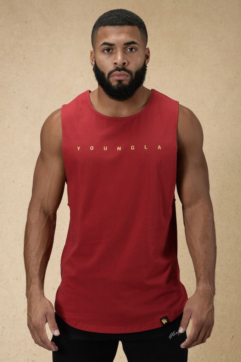 Men\'s YoungLA 332 Infinity Muscle Tanks Red | 825-ENSROV