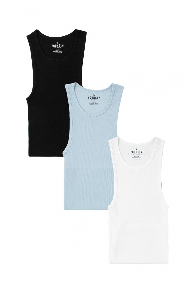 Men\'s YoungLA 340 Wife Lovers - 3 Pack Tanks Multicolor | 435-QYGCNR