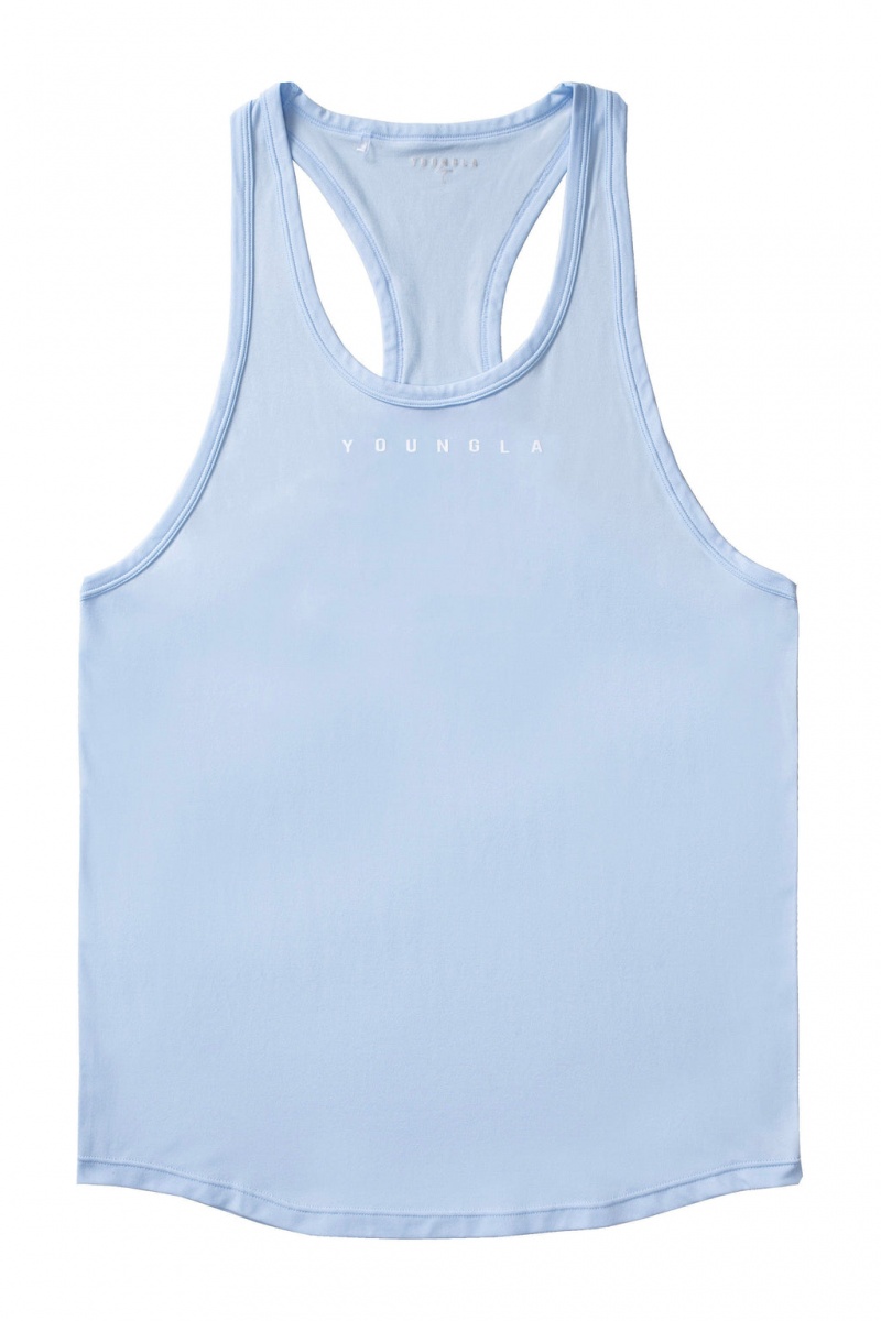 Men\'s YoungLA 342 - New Gen Compression Stringers Tanks Blue | 801-WOJHSZ