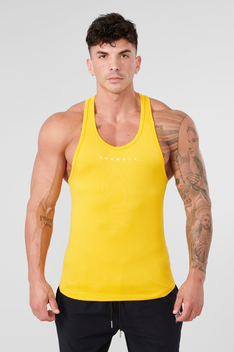 Men\'s YoungLA 342 - New Gen Compression Stringers Tanks Yellow | 194-LBVZTA