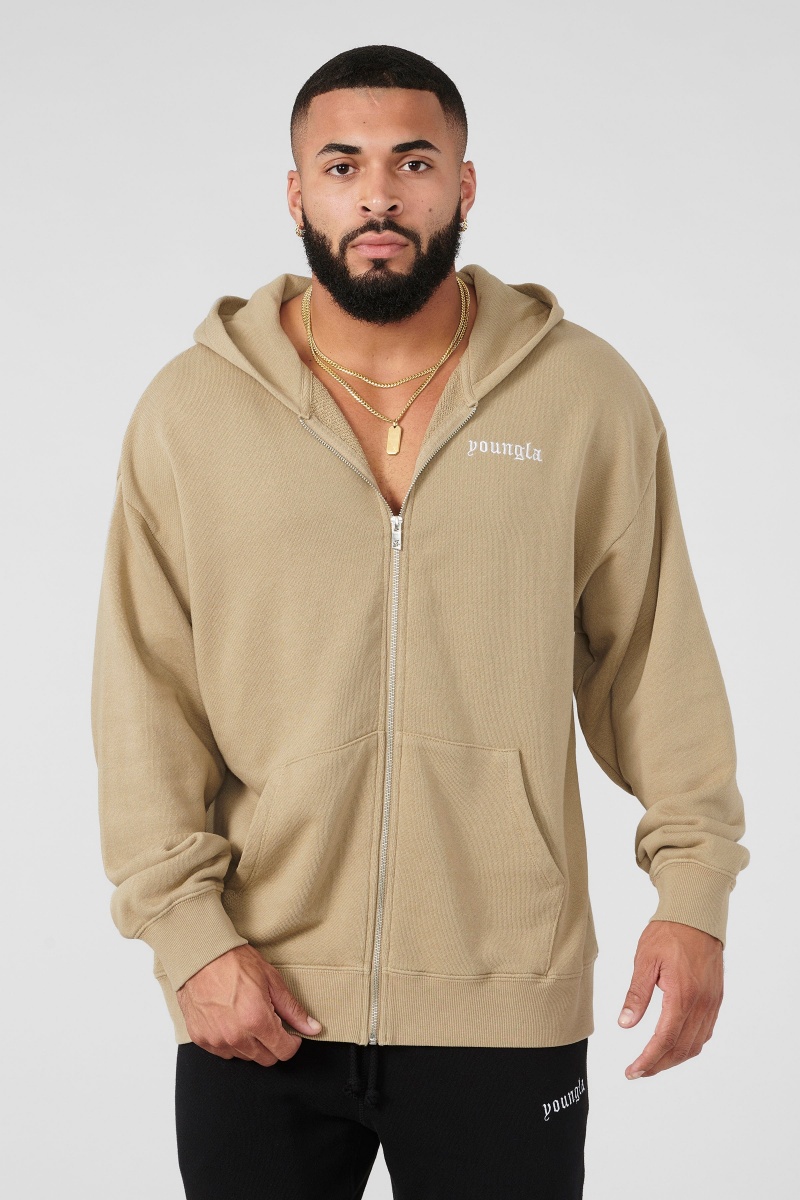 Men\'s YoungLA 539 Earthy Collection -s Hoodie Desert Olive | 356-LGEYVC