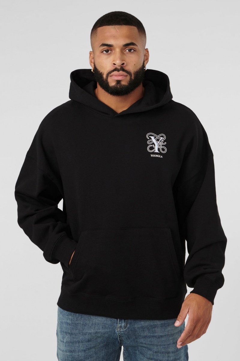 Men\'s YoungLA 564 Gems Hoodie Black | 420-LCGVYW