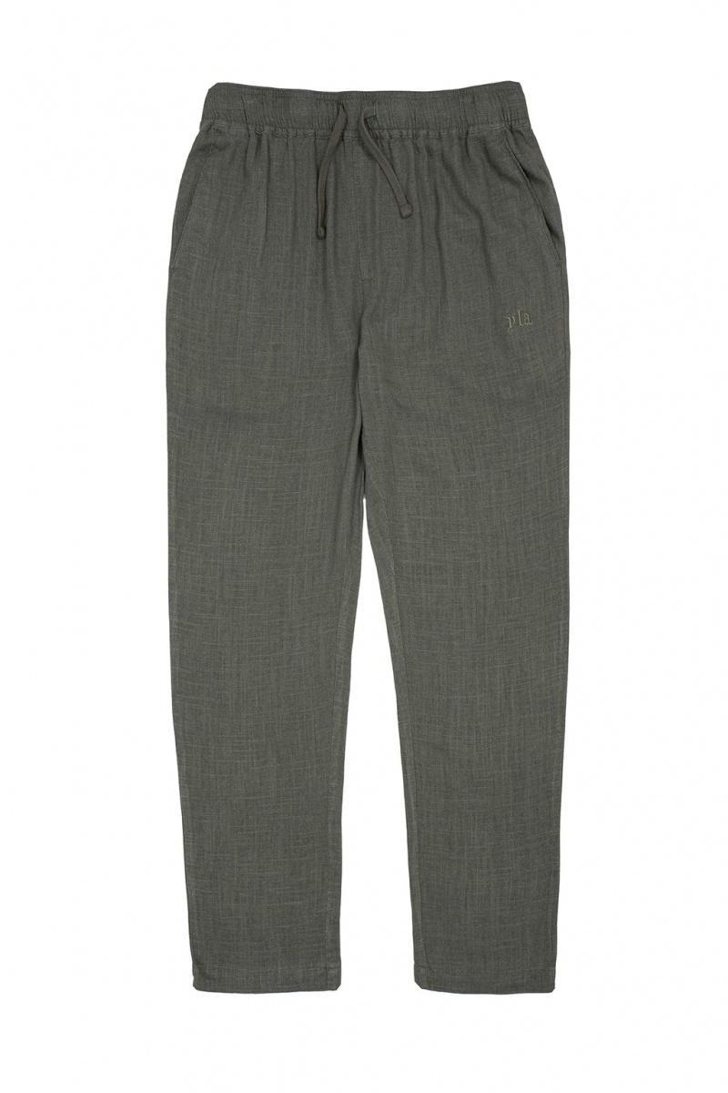 Men\'s YoungLA 621 - Simply Linen Pants Olive | 738-QDYXUH