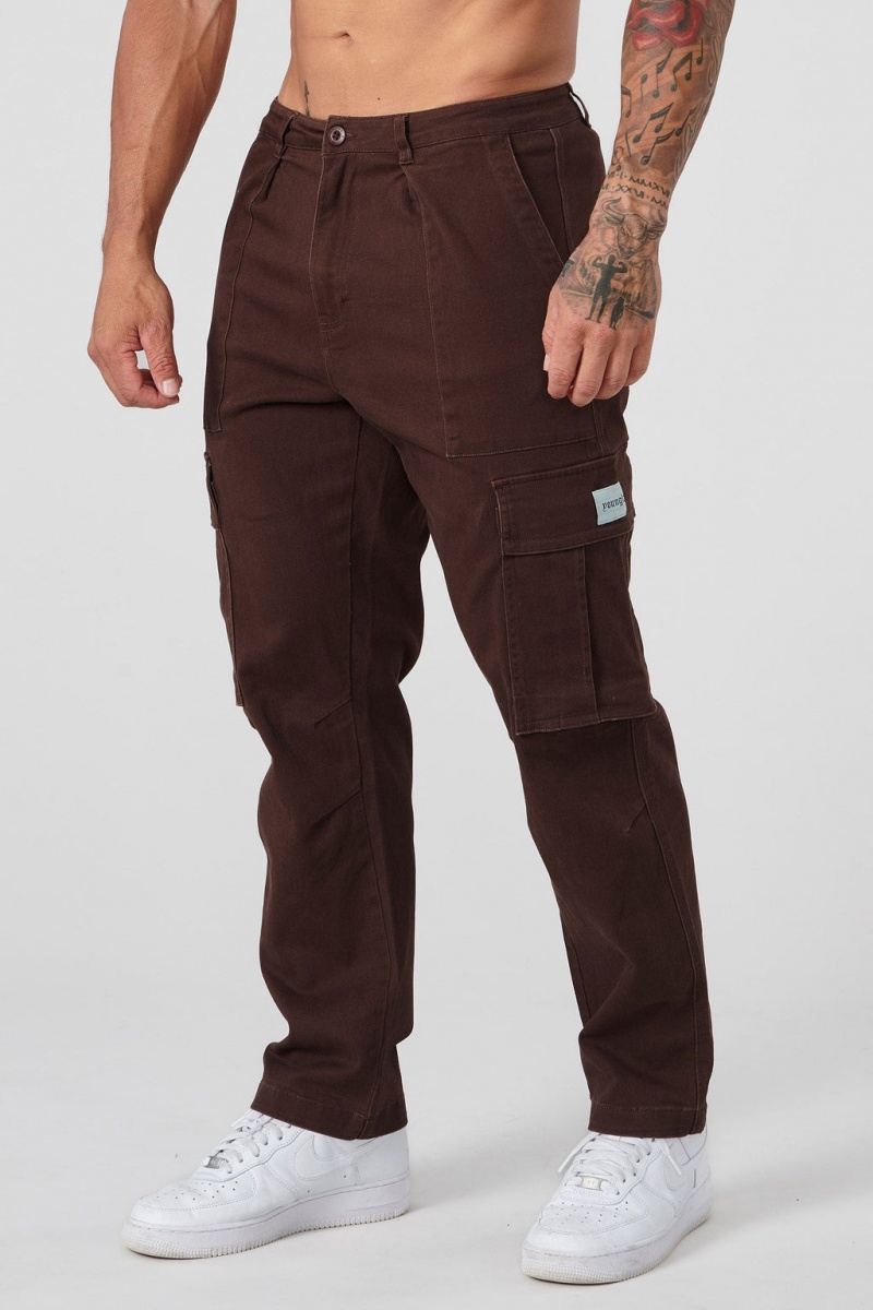 Men\'s YoungLA 627 Convoy Cargo Pants Chocolate | 025-TMXVLA