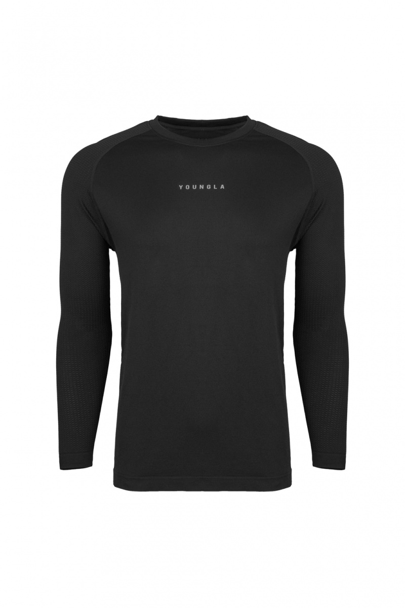 Men\'s YoungLA 823 New Gen Compression Longsleeves Shirts Black | 460-VNMTFU