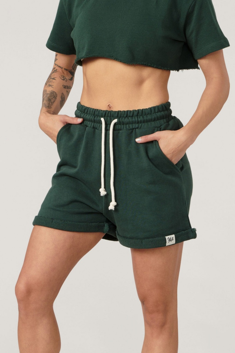 Women\'s YoungLA W102 Supreme Shorts Green | 290-JQZSGL