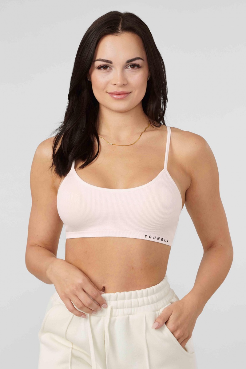 Women\'s YoungLA W316 Ribbed Bras Pink | 427-CXGZOU