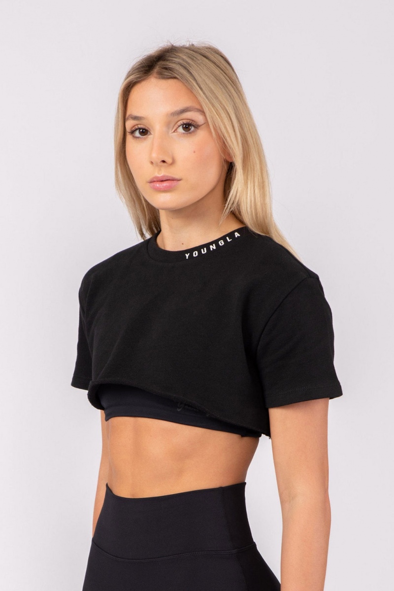 Women\'s YoungLA W407 Super Cropped Tops Black | 325-DINMHZ