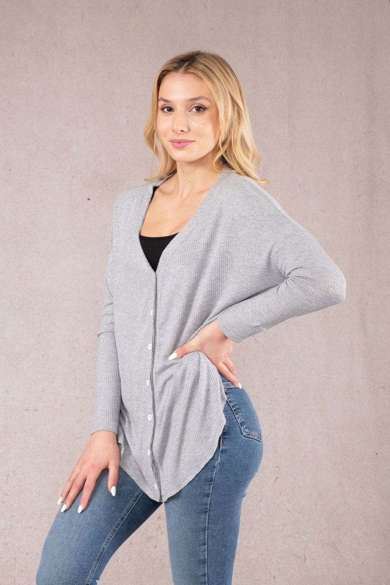 Women\'s YoungLA W415 Café Cardigan Grey | 205-IBLDYZ