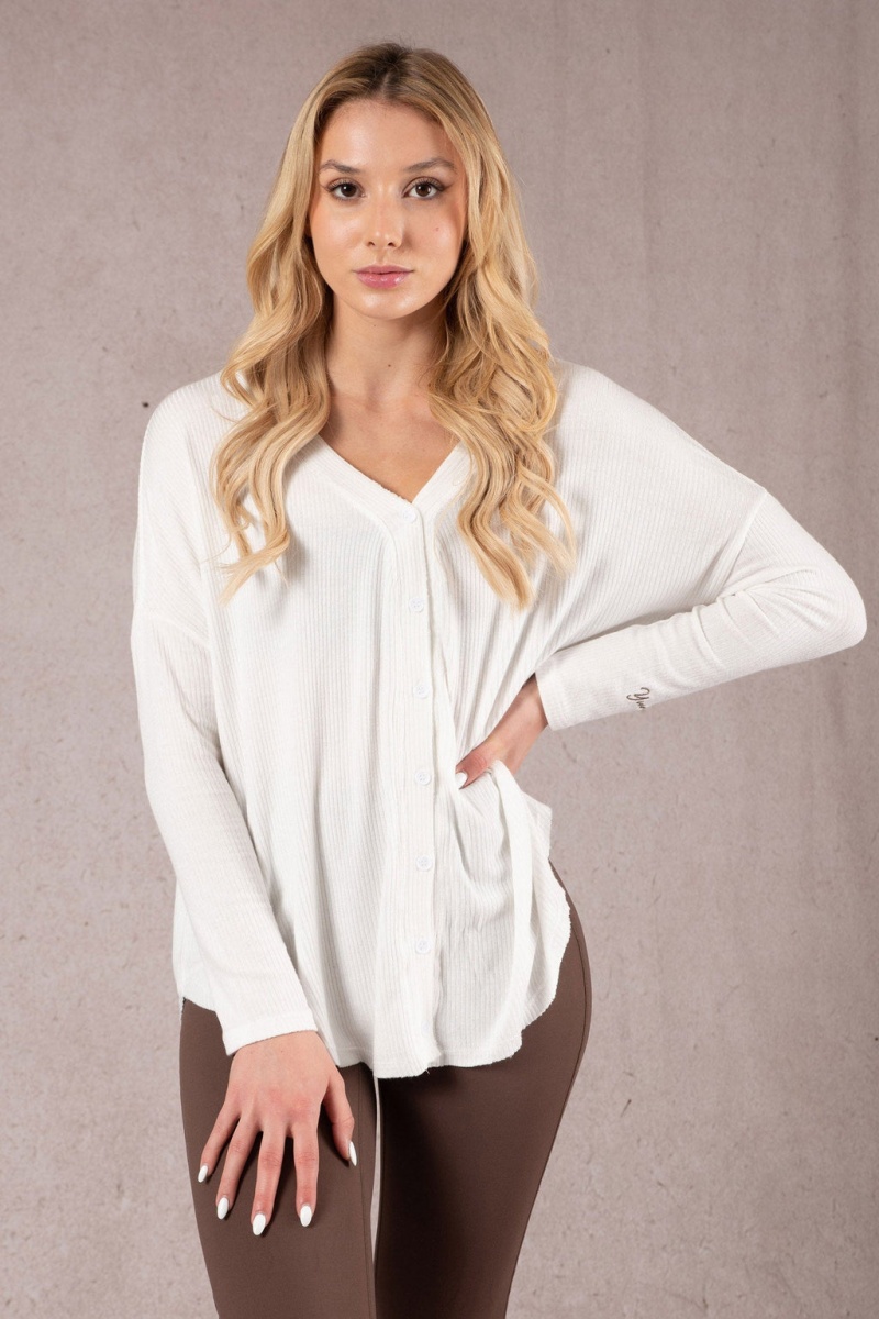 Women\'s YoungLA W415 Café Cardigan White | 364-BYEUAL