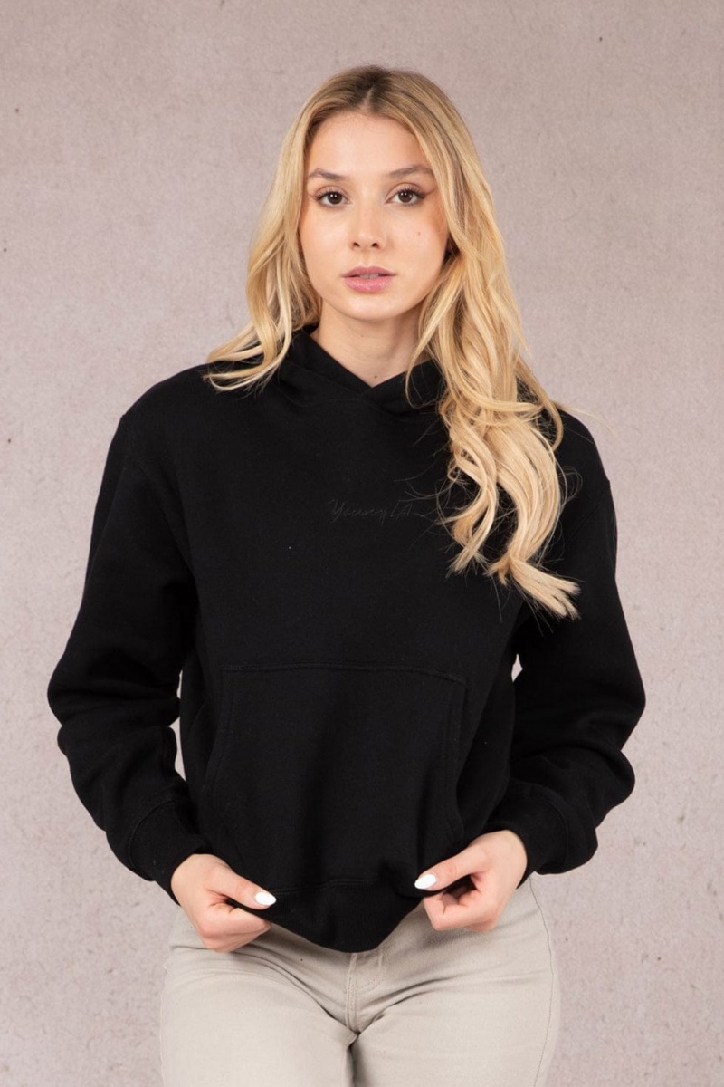 Women\'s YoungLA W502 Staple Hoodie Black | 069-UQDOWC