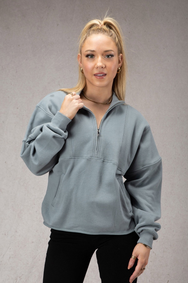 Women\'s YoungLA W504 Throwback Pullover Blue | 819-UZOFEP