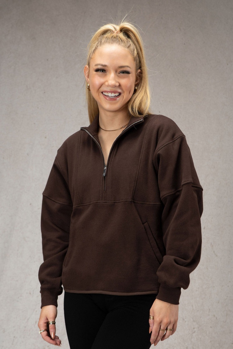 Women\'s YoungLA W504 Throwback Pullover Brown | 726-NODIHS