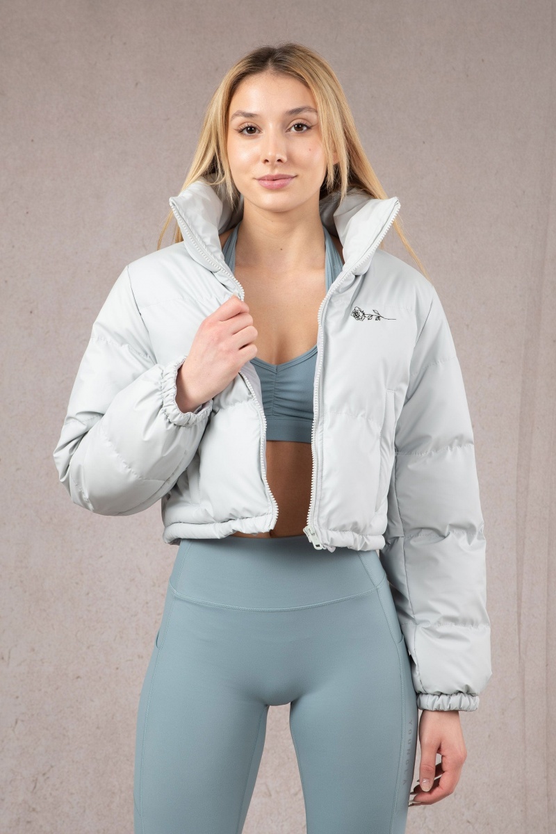 Women\'s YoungLA W511 Rosita Puffer Jacket Light Grey | 689-TCGVND